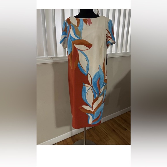 R&M Richards Cream and Orange Midi Dress - Picture 2 of 4